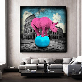 Pop Art Animal Canvas Painting - Elephant and Rhino Wall Art-Wall Posters