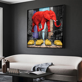 Pop Art Animal Canvas Painting - Elephant and Rhino Wall Art-Wall Posters
