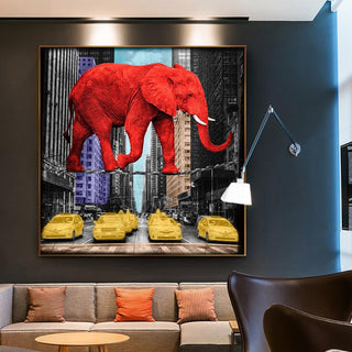 Pop Art Animal Canvas Painting - Elephant and Rhino Wall Art-Wall Posters