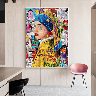 Pop Poster Girl With The Pearl Canvas Wall Art-Wall Posters