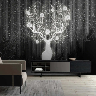 Reindeer Magic Wallpaper: Blend of Festive Charm-Flower & Leaf Wallpaper