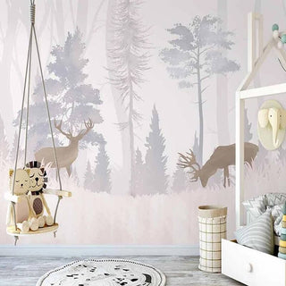 Reindeers in the Forest Nursery Wallpaper-Kids Room Wallpaper