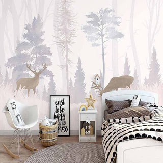Reindeers in the Forest Nursery Wallpaper-Kids Room Wallpaper