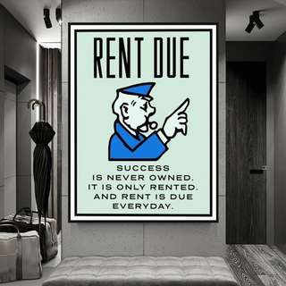 Rent Due Board Game - Monopoly Wall Art for Game Night-Wall Posters