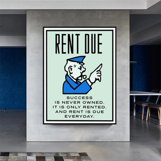 Rent Due Board Game - Monopoly Wall Art for Game Night-Wall Posters