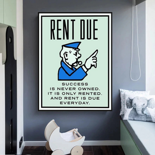Rent Due Board Game - Monopoly Wall Art for Game Night-Wall Posters