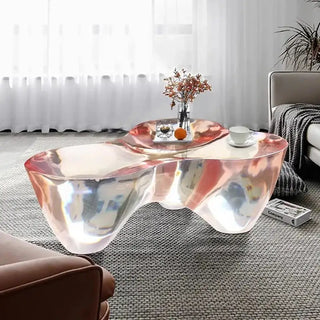 Resin Figurine Glass Coffee Table-Coffee Table