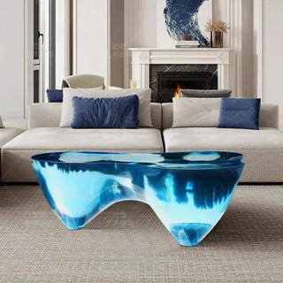 Resin Figurine Glass Coffee Table-Coffee Table