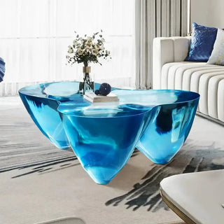 Resin Figurine Glass Coffee Table-Coffee Table