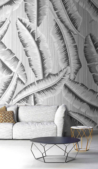Retro Black Leaves Wallpaper Mural-Flower & Leaf Wallpaper