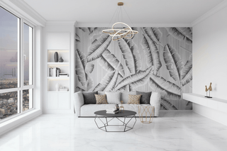 Retro Black Leaves Wallpaper Mural