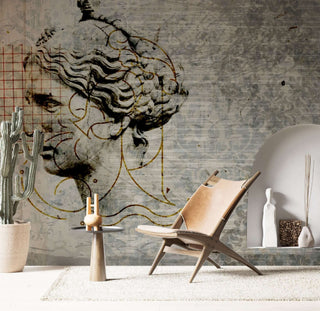 Retro Face Wallpaper Mural - Transform Your Space-Geometric Shapes Wallpaper