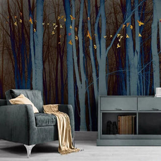 Retro Forest Wallpaper Mural - Transform Your Space-Trees Wallpaper
