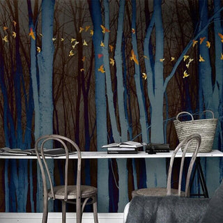 Retro Forest Wallpaper Mural - Transform Your Space-Trees Wallpaper