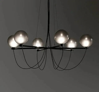 Retro Misty Gray Glass Ball LED Chandelier-Chandeliers