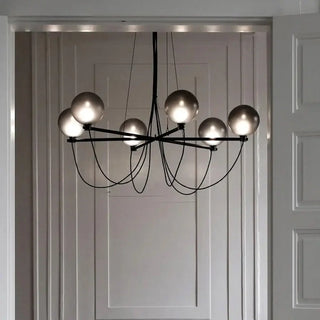 Retro Misty Gray Glass Ball LED Chandelier-Chandeliers