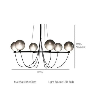Retro Misty Gray Glass Ball LED Chandelier-Chandeliers