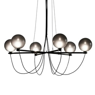 Retro Misty Gray Glass Ball LED Chandelier-Chandeliers