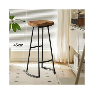 GraffitiWallArt-Retro Rattan Solid Wood Bar Chair Stool