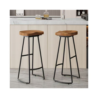 GraffitiWallArt-Retro Rattan Solid Wood Bar Chair Stool