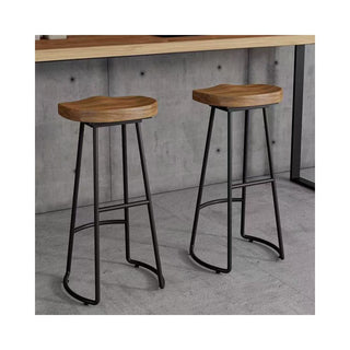 GraffitiWallArt-Retro Rattan Solid Wood Bar Chair Stool