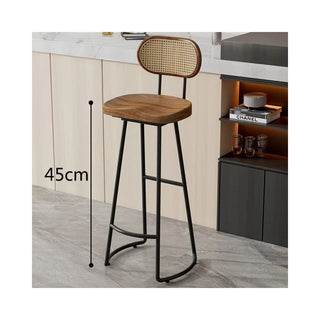 GraffitiWallArt-Retro Rattan Solid Wood Bar Chair Stool