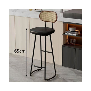 GraffitiWallArt-Retro Rattan Solid Wood Bar Chair Stool