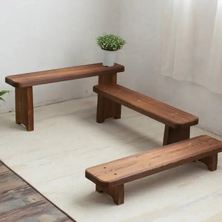 Retro Solid Oak Wood Shoe Long Bench-Benches