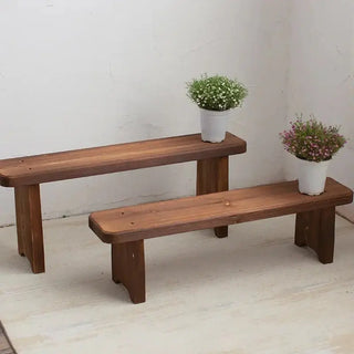 Retro Solid Oak Wood Shoe Long Bench-Benches