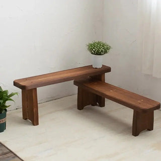 Retro Solid Oak Wood Shoe Long Bench-Benches