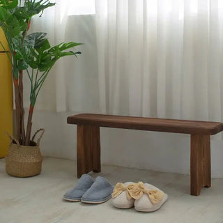 Retro Solid Oak Wood Shoe Long Bench-Benches