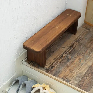 Retro Solid Oak Wood Shoe Long Bench-Benches