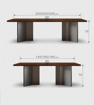 Retro Solid Wood Antique Walnut Dining Table Set – Timeless Craftsmanship-Dining Tables