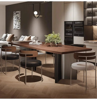 Retro Solid Wood Antique Walnut Dining Table Set – Timeless Craftsmanship-Dining Tables