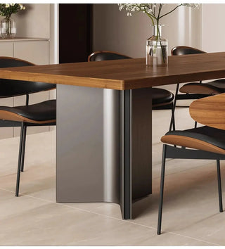 Retro Solid Wood Antique Walnut Dining Table Set – Timeless Craftsmanship-Dining Tables