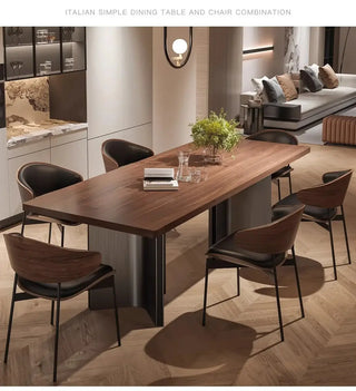 Retro Solid Wood Antique Walnut Dining Table Set – Timeless Craftsmanship-Dining Tables