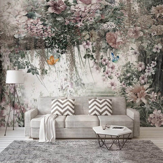 Retro Vine Flowers Wallpaper for Home Wall Decor-Flower & Leaf Wallpaper