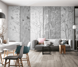 Retro Woods Theme Design: Tree Planks Wallpaper Murals-Trees Wallpaper