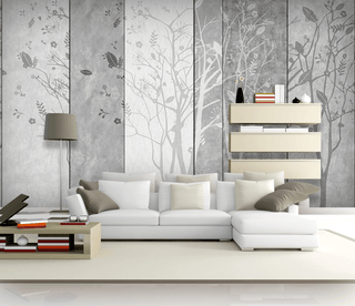 Retro Woods Theme Design: Tree Planks Wallpaper Murals-Trees Wallpaper