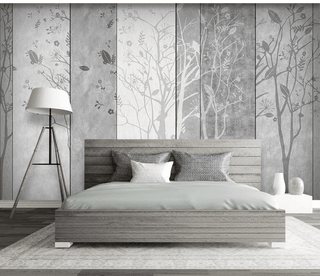 Retro Woods Theme Design: Tree Planks Wallpaper Murals-Trees Wallpaper