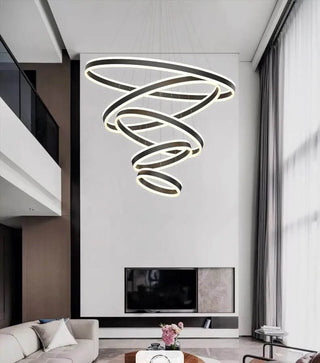 Rings LED Staircase Chandelier: Unparalleled Elegance-Staircase Chandeliers