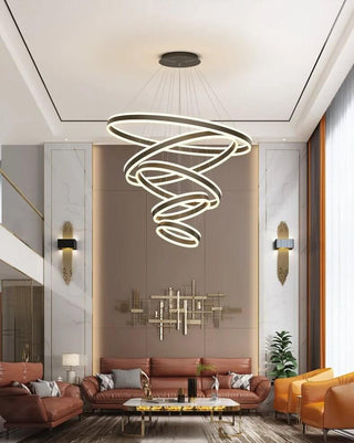 Rings LED Staircase Chandelier: Unparalleled Elegance-Staircase Chandeliers