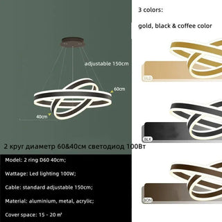 Rings LED Staircase Chandelier: Unparalleled Elegance-Staircase Chandeliers