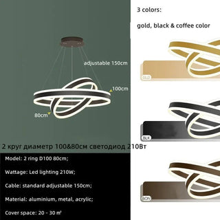 Rings LED Staircase Chandelier: Unparalleled Elegance-Staircase Chandeliers