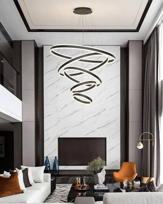 Rings LED Staircase Chandelier: Unparalleled Elegance-Staircase Chandeliers