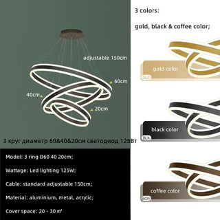 Rings LED Staircase Chandelier: Unparalleled Elegance-Staircase Chandeliers