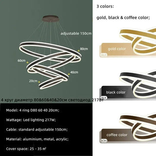 Rings LED Staircase Chandelier: Unparalleled Elegance-Staircase Chandeliers