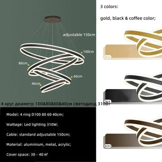 Rings LED Staircase Chandelier: Unparalleled Elegance-Staircase Chandeliers