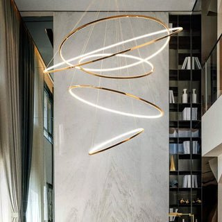 Rings Staircase Chandelier – Modern Spiral Pendant Light for High Ceilings-Staircase Chandeliers