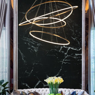 Rings Staircase Chandelier – Modern Spiral Pendant Light for High Ceilings-Staircase Chandeliers